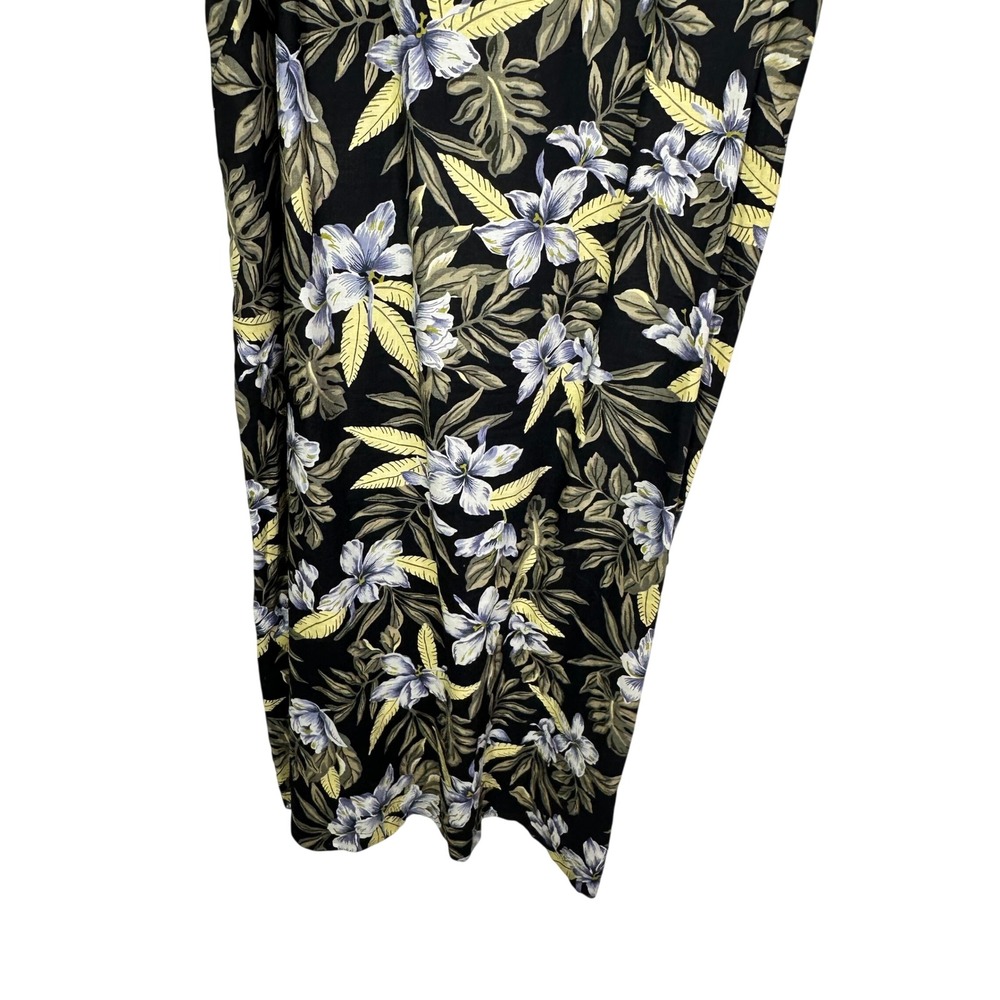 VTG 100% Linen Plus Size Maxi Dress Womens 20W Black Tropical Floral Sleeveless - Picture 5 of 14